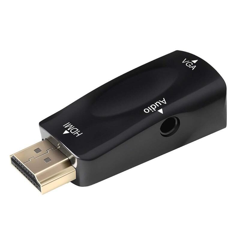 Adaptador 1080P HDMI Macho a VGA Hembra Video Convertidor 3,5mm Salida de Audio