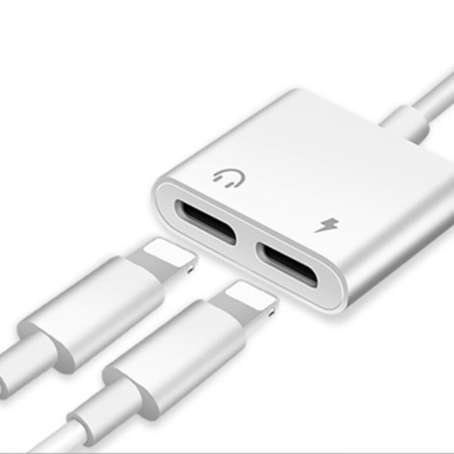 Cable de Carga 2 en 1 para iPhone 8/7/X Adaptador Splitter Auriculares Audio Lightning