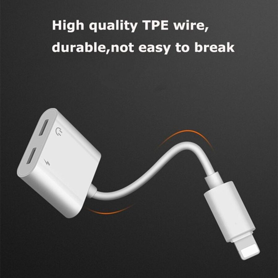 Cable de Carga 2 en 1 para iPhone 8/7/X Adaptador Splitter Auriculares Audio Lightning