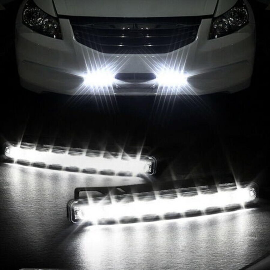2x Luces 8 LED Conducción Diurna Coche Carro Conducción DRL Lámpara Niebla Super Luz 12V Blanco Lámpara Impermeable 