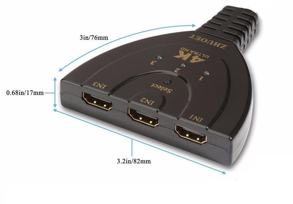 Adaptador de 3 puertos 1080P HDMI 4K Splitter Switcher HUB Box / DVD / HDTV / XBOX PS3 / PS4 HDMI (sin cable)
