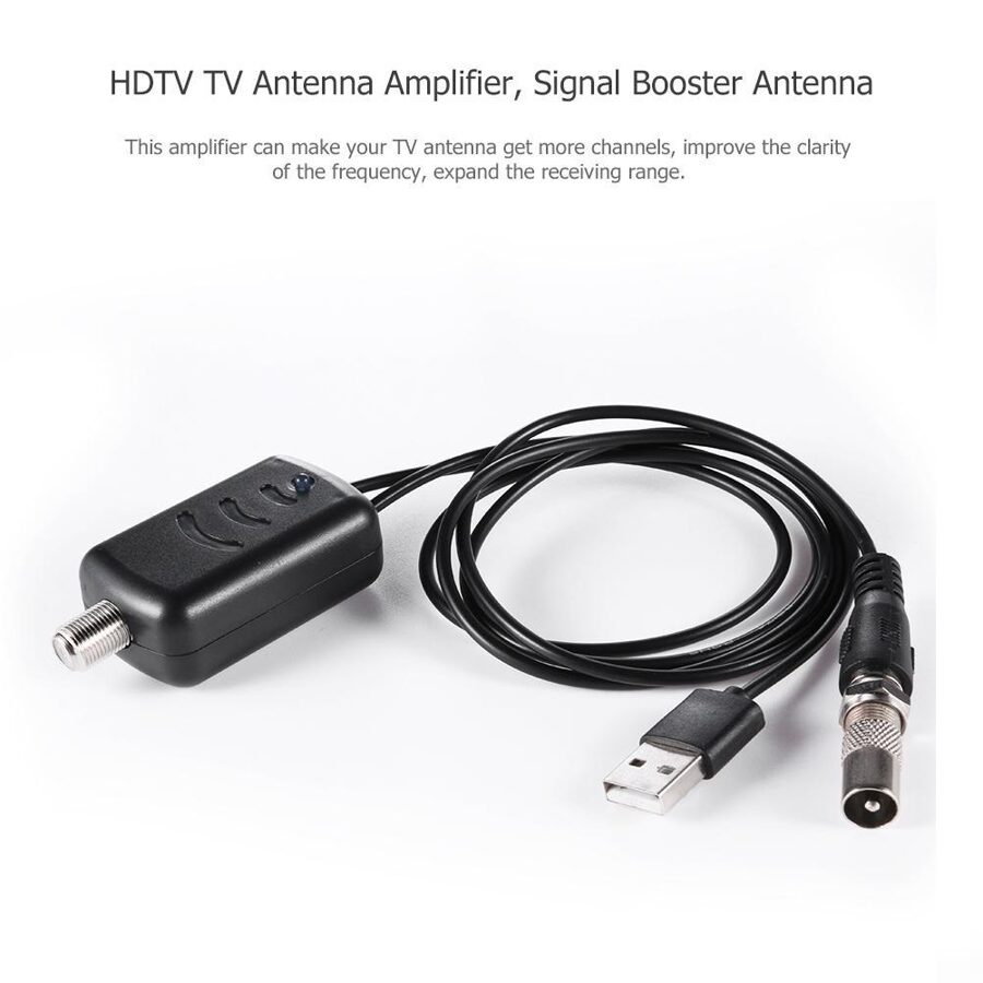 Adaptador Antena TV Alta Ganancia Poco Ruido HDTV Amplificador Señal Booster 25dB