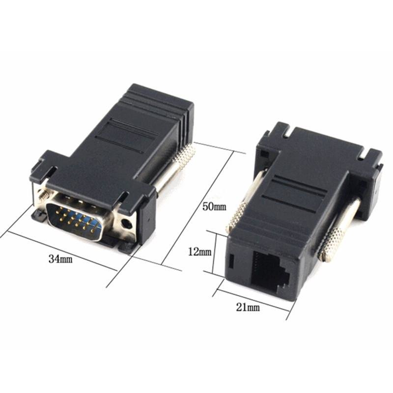 Adaptador Extensor VGA RGB Hdb Macho a Lan Cat5 Cat6 Red RJ45 Adaptador Hembra de Cable