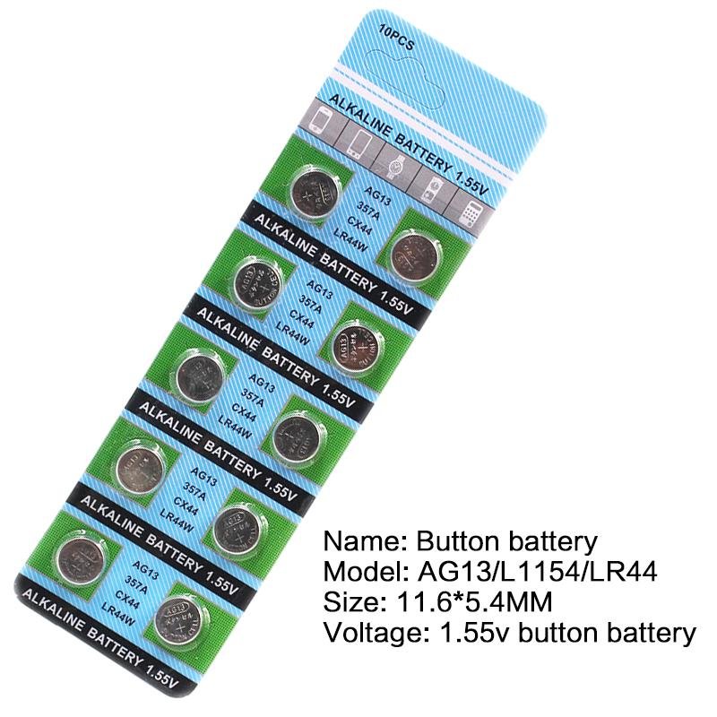 Baterías Alcalinas Pilas 1.5V de botón 10pcs lr44 sr44 a76 lr1154 AG13