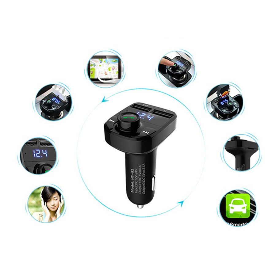  Estéreo de coche Bluetooth manos libres, radio de coche  reproductor MP3 con soporte para teléfono, soporte FM tipo C, carga USB TF  AUX Control de voz Seguimiento de ubicación del vehículo 