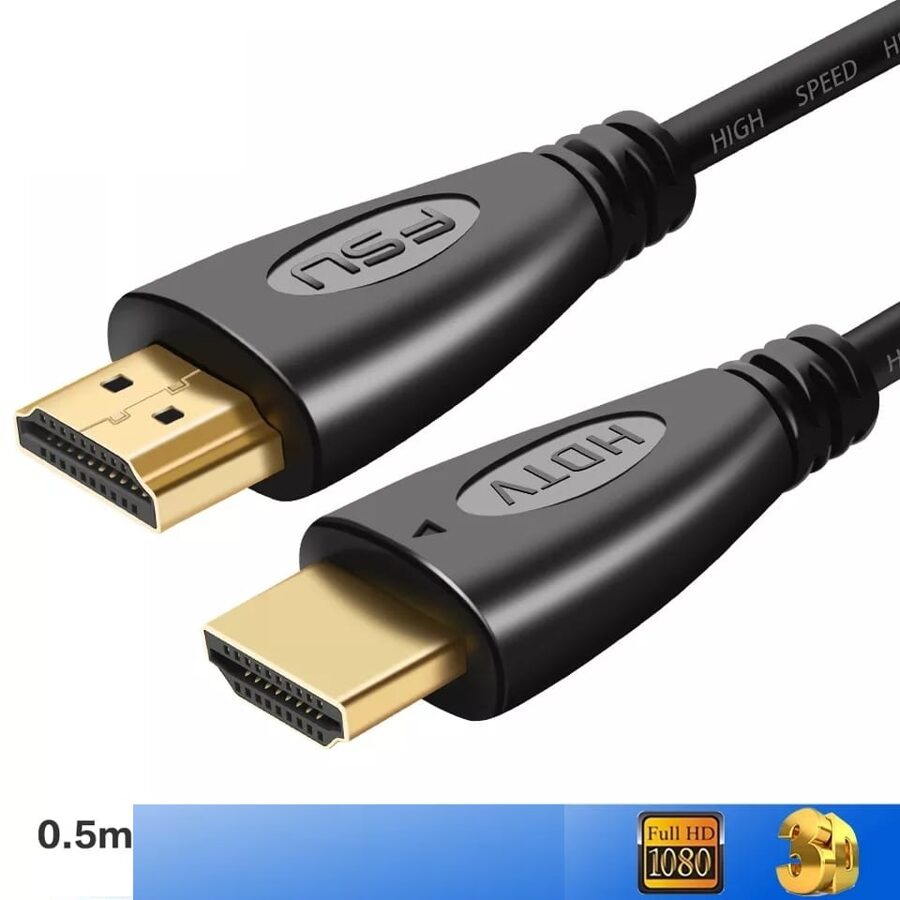 Cable 0.5m Hdmi 1080p Lcd Dvd Hdtv Video 4K Interruptor Macho Macho Consola Juego Audio 50cm