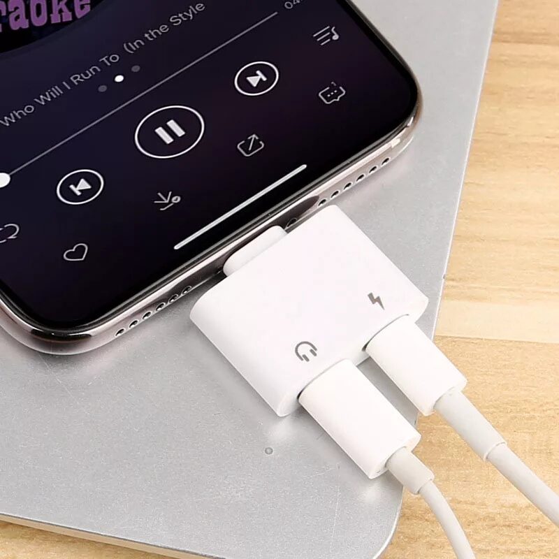 Cable Audio Divisor Carga AUX 2 en 1 para Apple iPhone IOS 11 XS MAX XR X 8 7 Plus Cargador Adaptador Auriculares