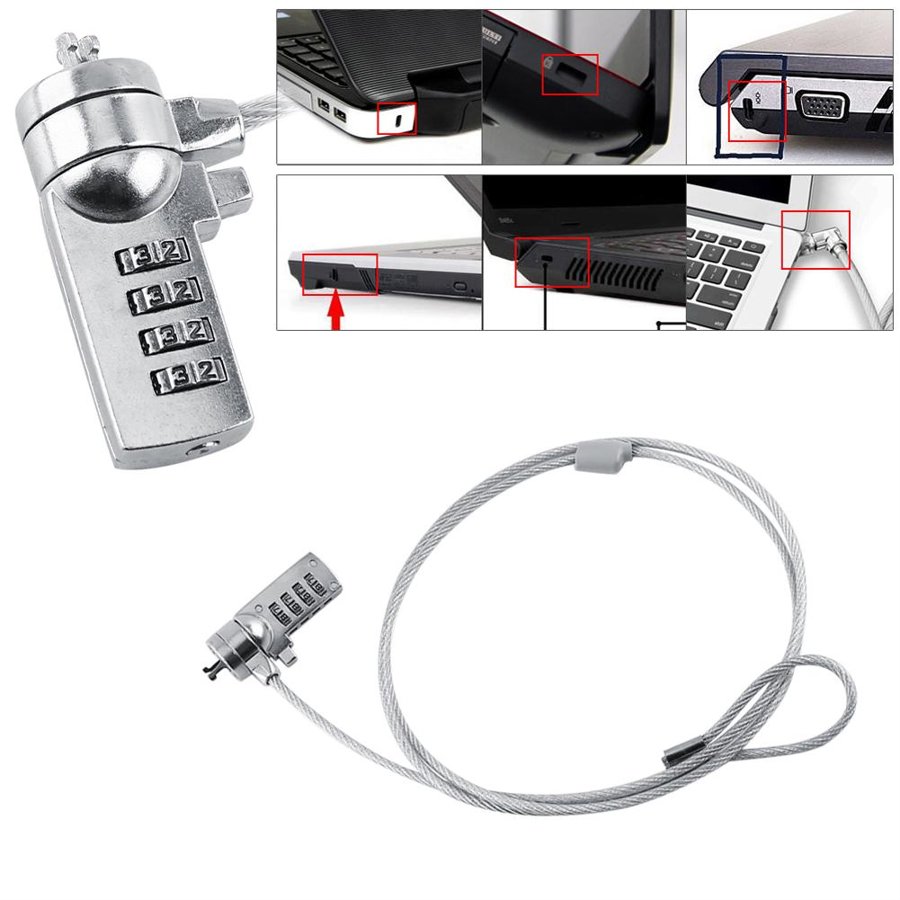 Cable De Seguridad Anti-robo Combinacion Portatiles Laptop 4 Dígitos Notebook PC Cadena Ordenador 