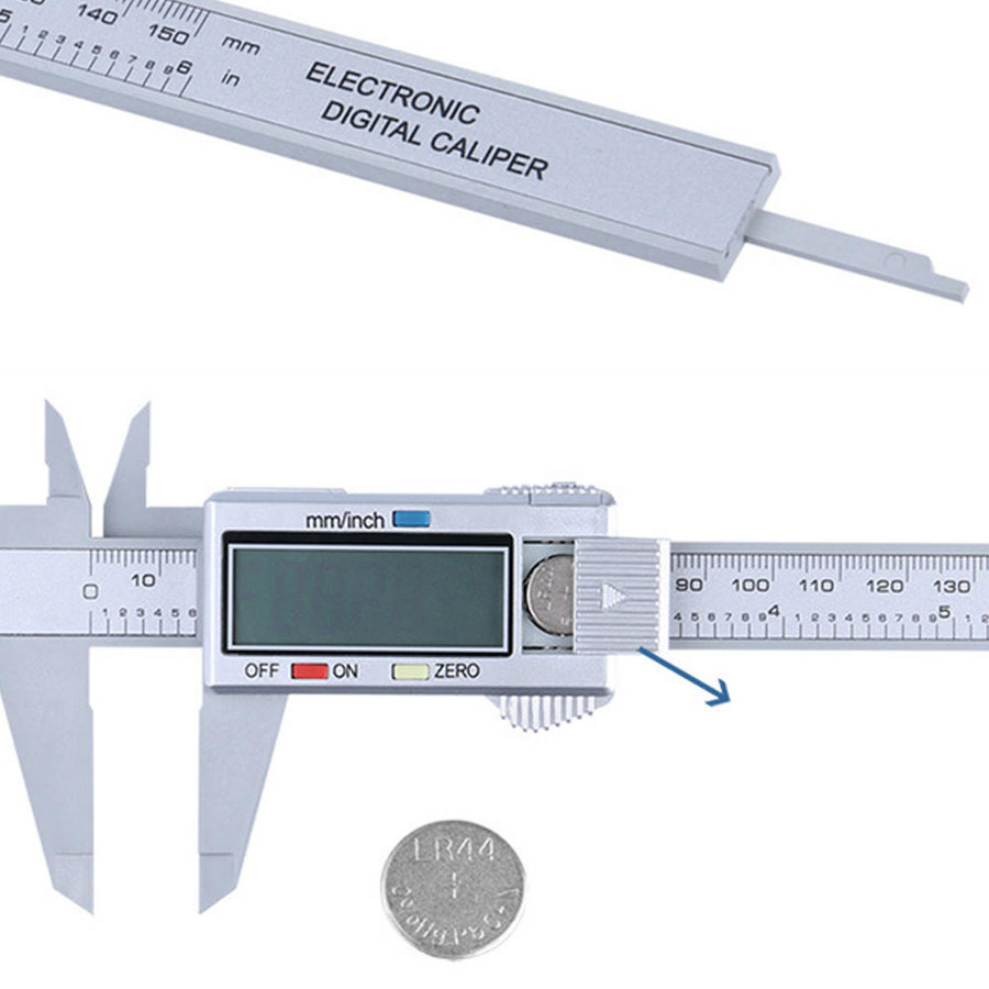 Calibrador Micrómetro Electrónico Vernier Caliper 150mm / 6" LCD Digital Fibra Carbono Instrumento Medición
