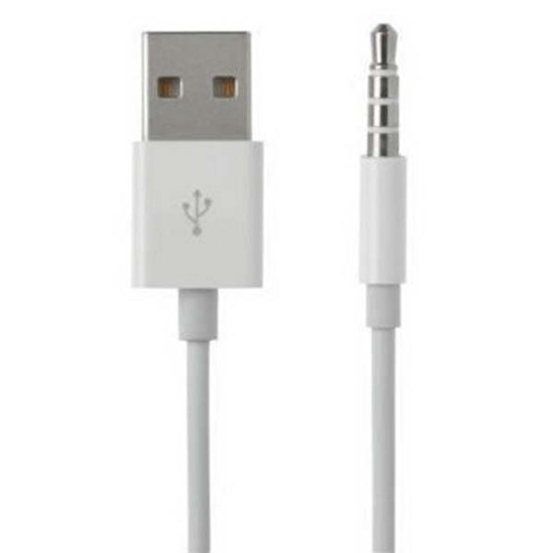 Cargador adaptador datos USB 3.5mm Cable de Audio de sincronización para iPod Shuffle 3ra 4ta Gen