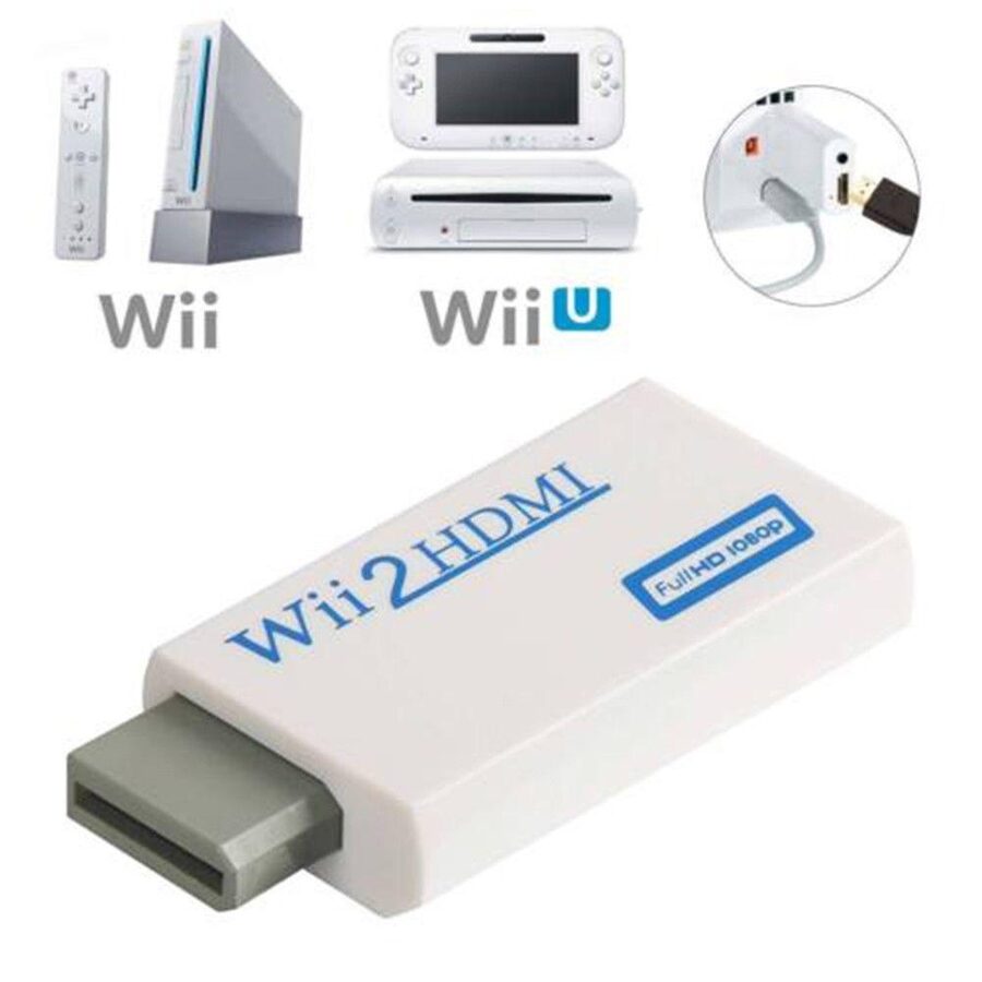 Convertidor Adaptador Nintendo Wii / Wii U a HDMI Full HD 1080p Video AV Multi Out Conector Audio 3.5mm
