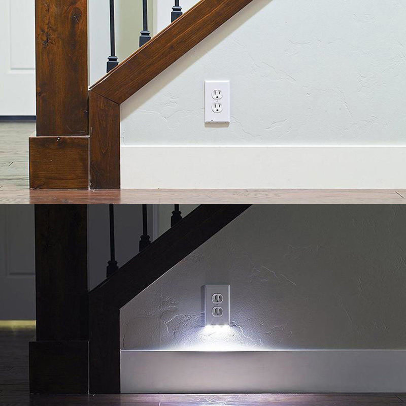 Cubierta Con Sensor Noche De Toma Corriente Con Luz LED Pasillo Salida Emergencia Duplex Enchufe