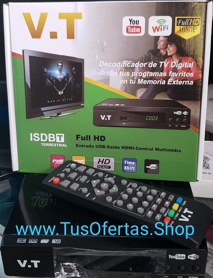 Decodificador TV Digital Caja Digital ISDB Modelo VT YouTube Wifi USB Full HD HDMI 1080P - Envíos a Todo Costa Rica