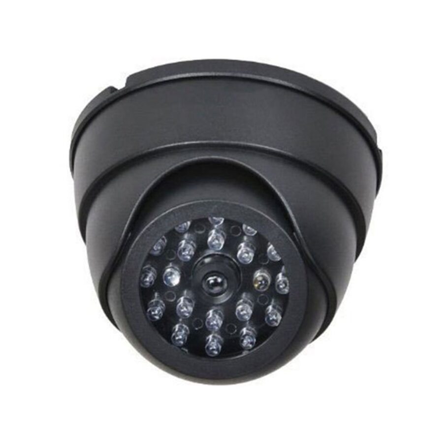 Domo Falso Negro Vigilancia Seguridad Cámara CCTV Destella Luz LED