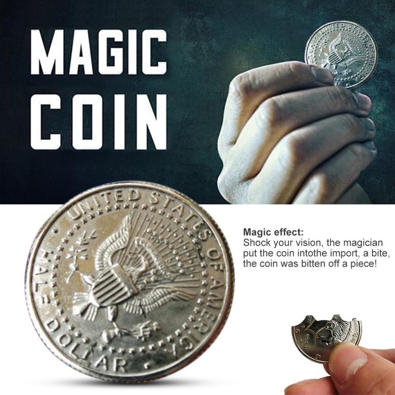 Moneda Mágica Dinero Mordida Restaurado Ilusión Magic Show Medio Dólar Magical