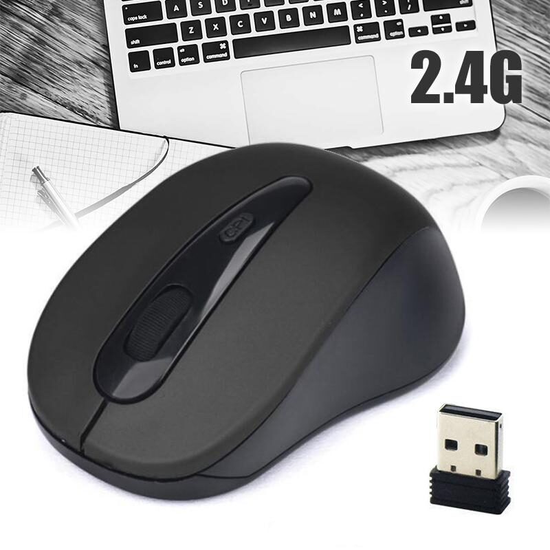 Mouse Inalámbrico 2.4GHz Negro Ratón USB Dongle Desplazamiento óptico PC Portátil MAC Linux Win Mano Der o Izq