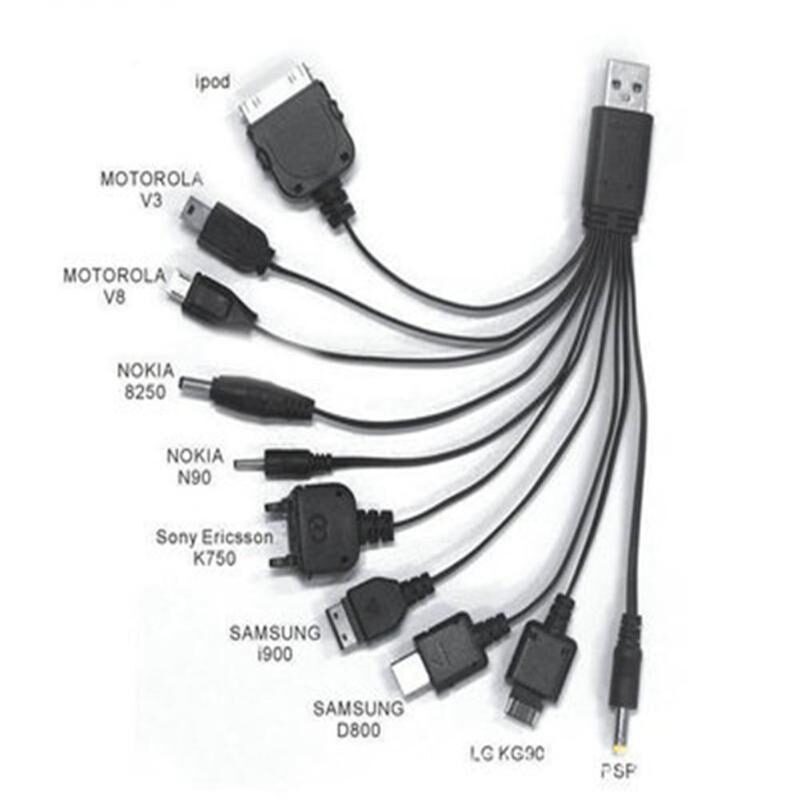 Cable 10 en 1 cargador USB Multi-función Multi-en-uno Carga Multi cabeza Universal