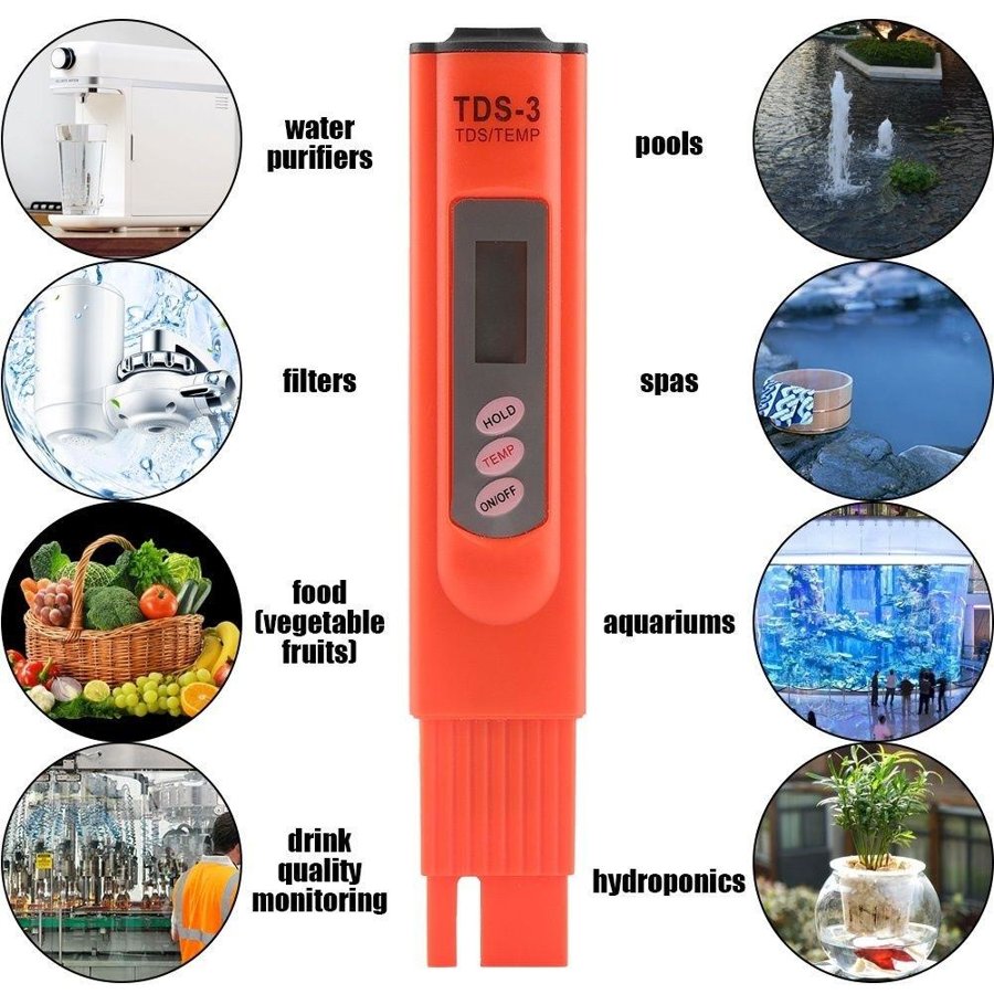 Probador de Agua Digital Lcd Tds / Temperatura Calidad Puridad Monitor Aquarium Piscina Meter Tester