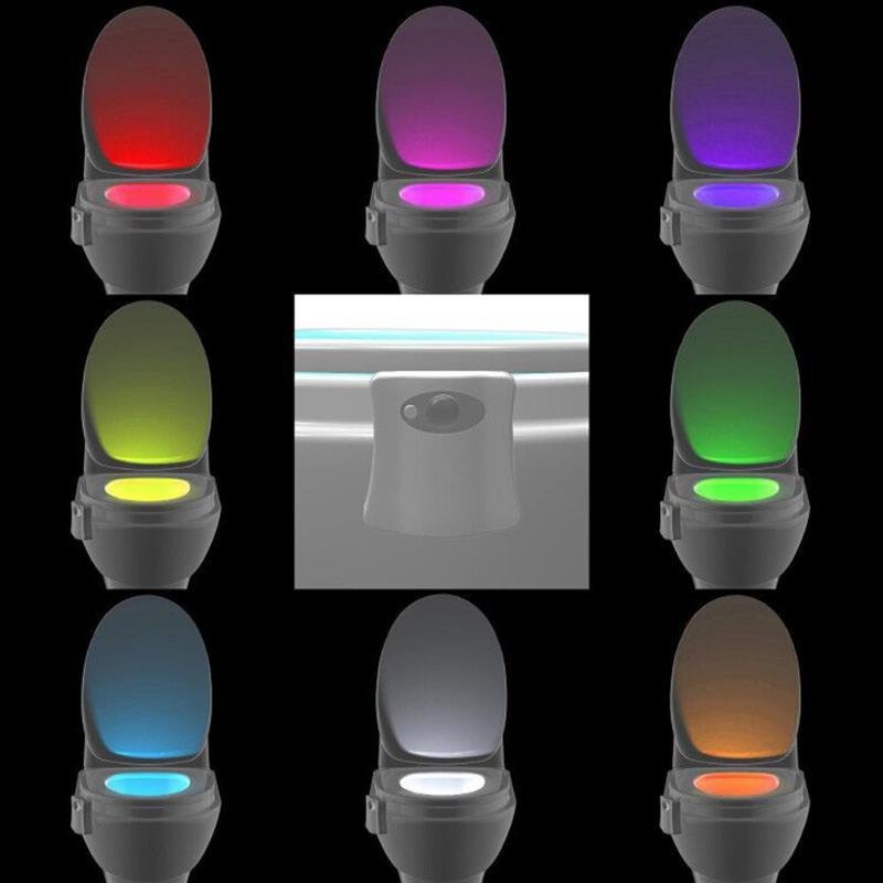 Sensor de Movimiento Aseo Baño Luz de Noche 8 colores