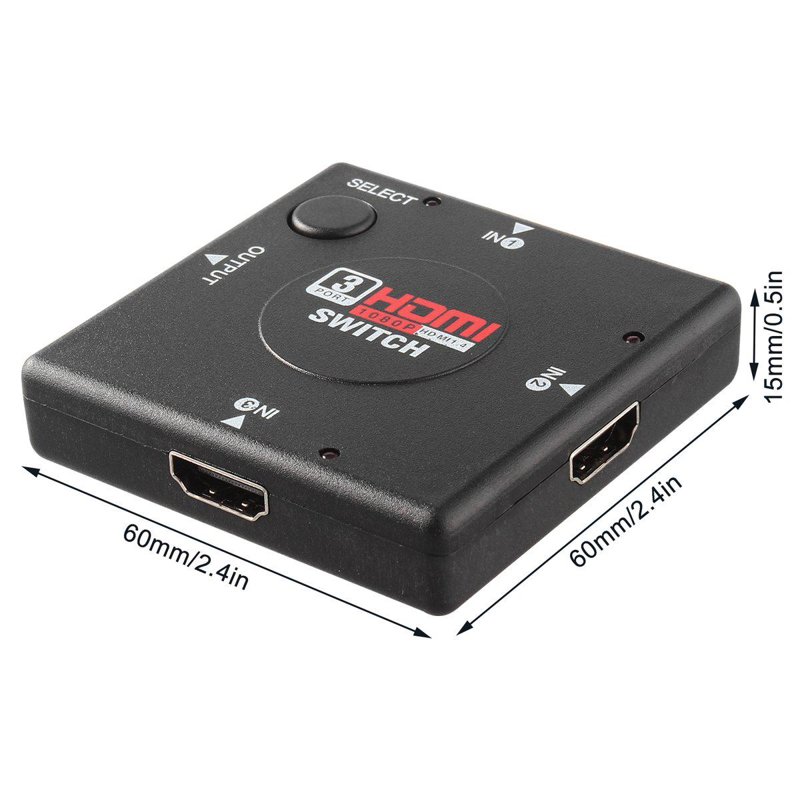 Switcher 3 Puertos HDMI Mini Conmutador Video Alta Definición Divisor Hdtv PS3 1080p