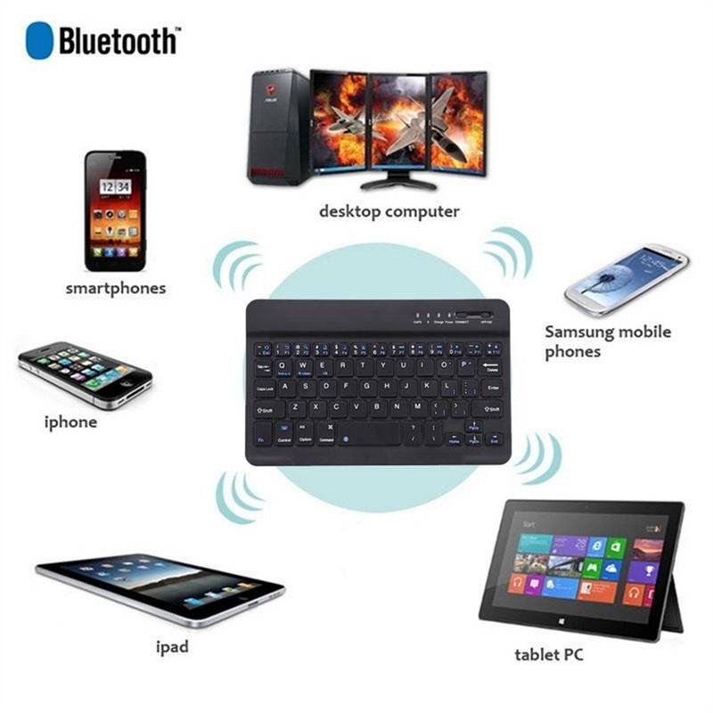 Teclado 7'' Bluetooth iOS Android Windows Smartphones Tablet Fácil de Llevar Negro