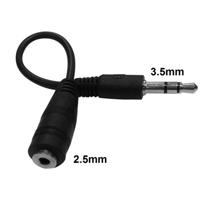Adaptador Cable Audio Negro 3.5mm Macho a 2.5mm Hembra Estéreo Jack Comunicación 