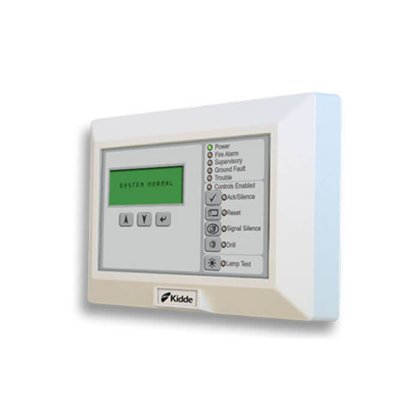 Anunciador remoto con pantalla LCD 80 caracteres indicadores y controles comunes del sistema Kidde