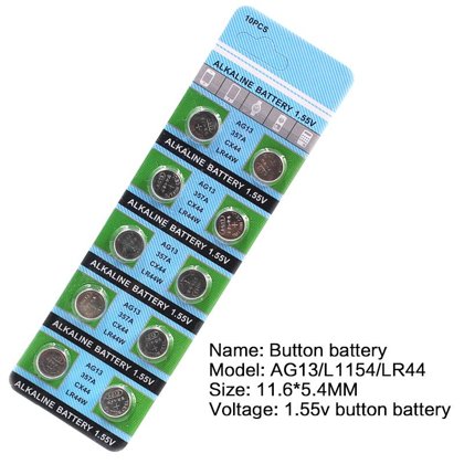 Baterías Alcalinas Pilas 1.5V de botón 10pcs lr44 sr44 a76 lr1154 AG13