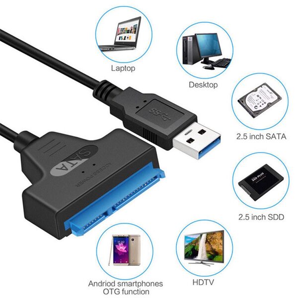 Cable USB 3.0 a SATA 22 Pin 2.5" Disco Duro Estado Sólido Controlador SSD Adaptador Convertidor