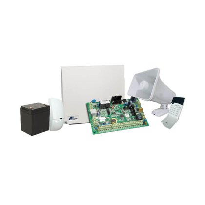 Kit de Alarma Zonas 8/16 Teclado LED Sensores PIR Transformador Contactos Magnéticos Siren dos Tonos Batería 12v Crow