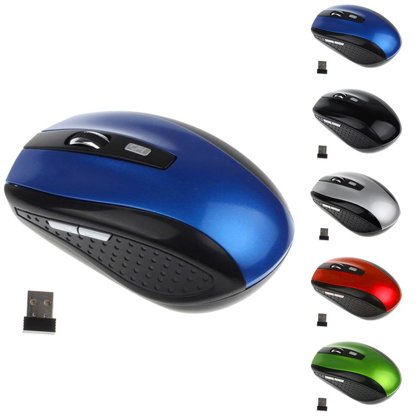 Mouse Inalámbrico 2.4G Óptico Portátil 6 botones 1200 DPI PC Laptop Gamer Azul