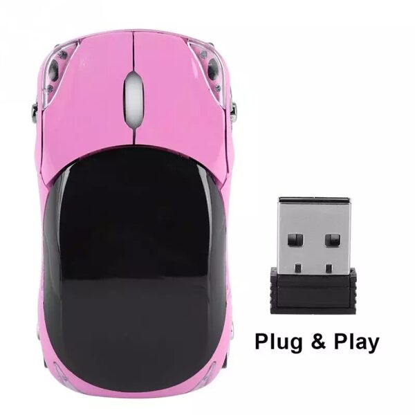  Mouse Inalámbrico Rosado Carro 2.4Ghz 3 Botones 1200DPI Óptico Coche Ratones Con Desplazamiento USB Tableta Ordenador Portátil