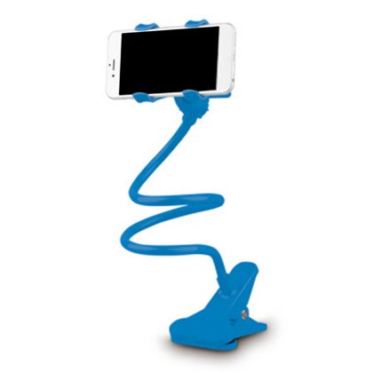 Soporte Flexible Azul 360º Rotación Clip Móvil Teléfono Celular Cama Escritorio